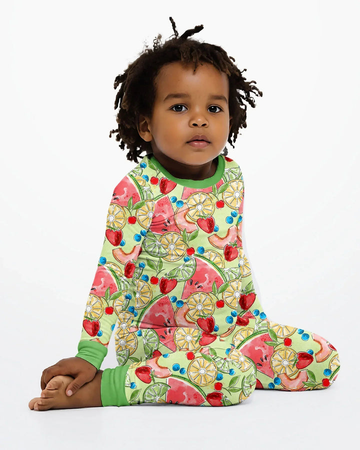 Sweet Summer Fruits Family Matching Bamboo Two Piece Long Sleeve Pajama Set