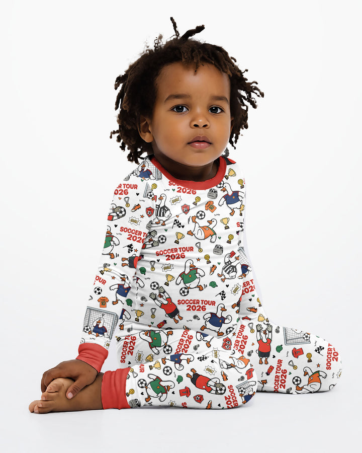 Funny Goose Soccer Tour 2026 Bamboo Two Piece Long Sleeve Pajama Set