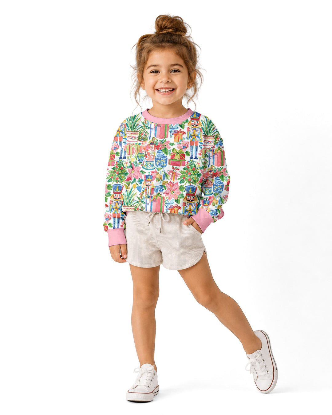 Watercolor Nutcracker Holiday Bamboo Crewneck Sweatshirt