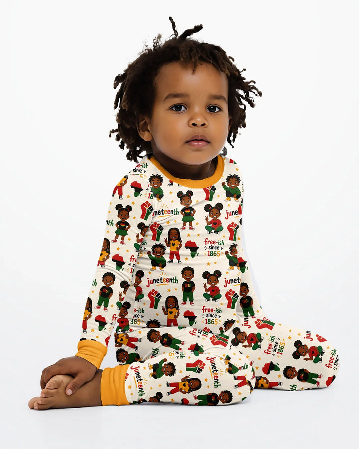 Juneteenth Free-ish Since 1865 Bamboo Two Piece Long Sleeve Pajama Set