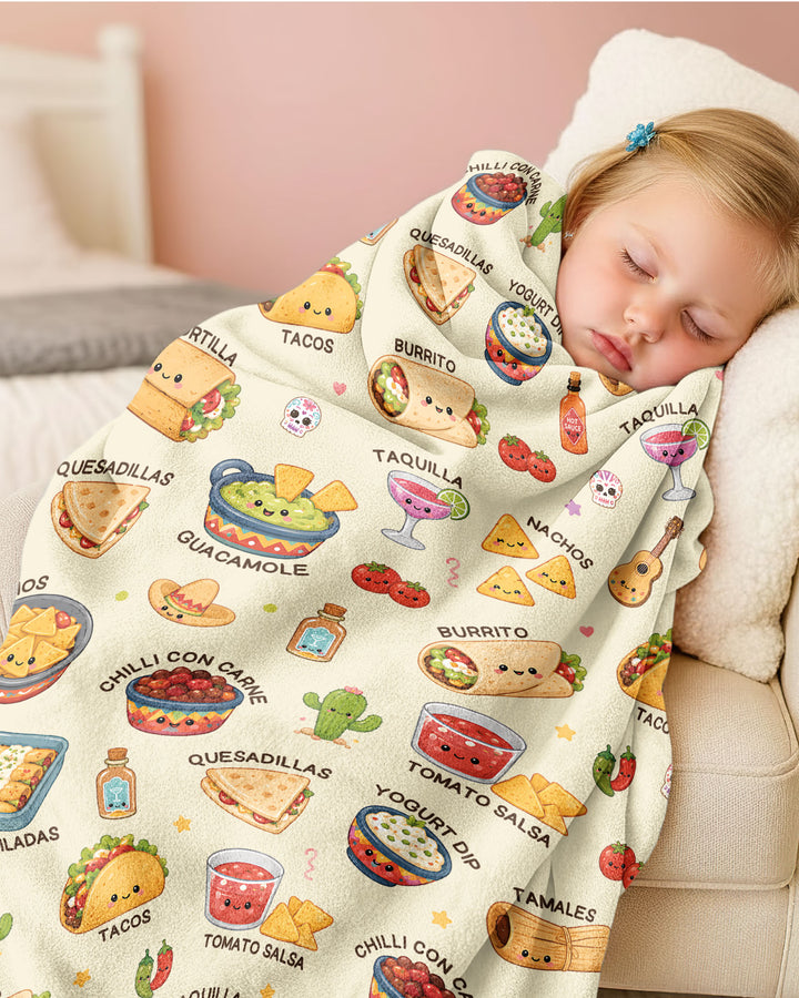 Kawaii Mexican Food Bamboo Blanket