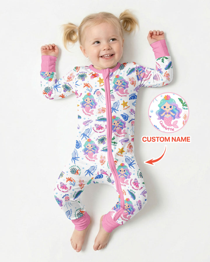 Personalized Cute Mermaid Bamboo Convertible Zippy