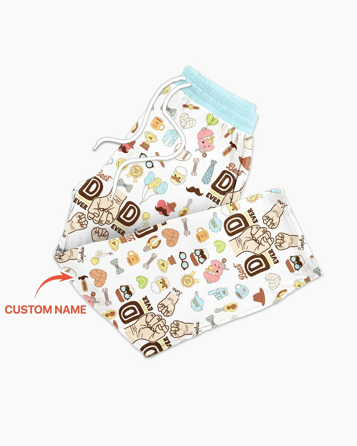Custom Kids Name Best Dad Ever Bamboo Men's Pajama Set