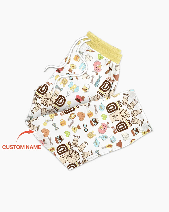 Custom Kids Name Best Dad Ever Bamboo Men's Pajama Set