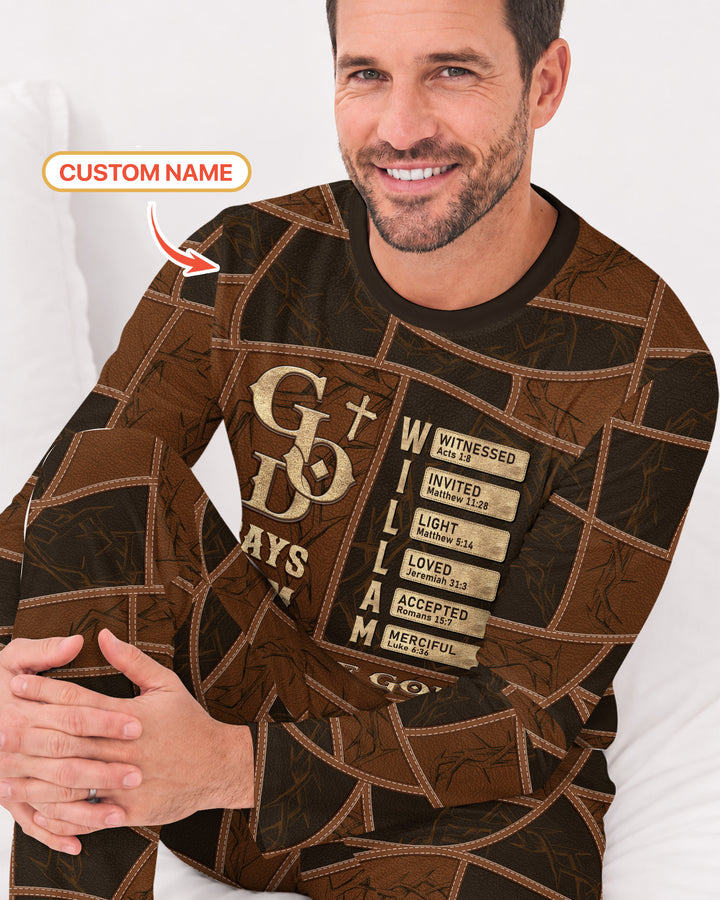 Personalized God Says I Am Letter In Bible Bamboo Men's Pajama Set