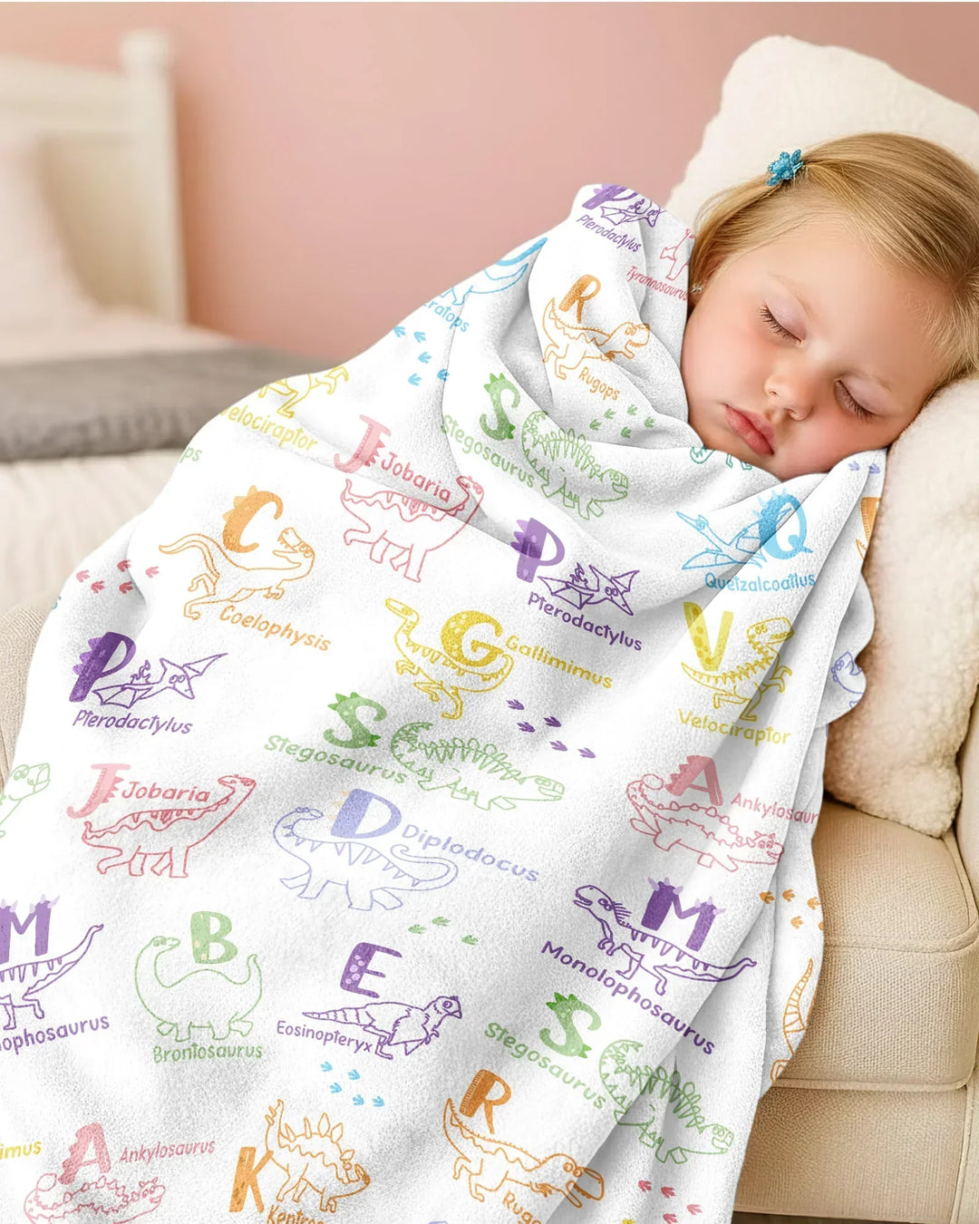 Dino Alphabet ABC Bamboo Blanket