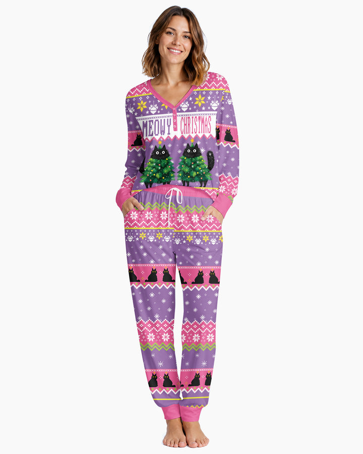 Meowy Christmas Bamboo Women Pajama Set