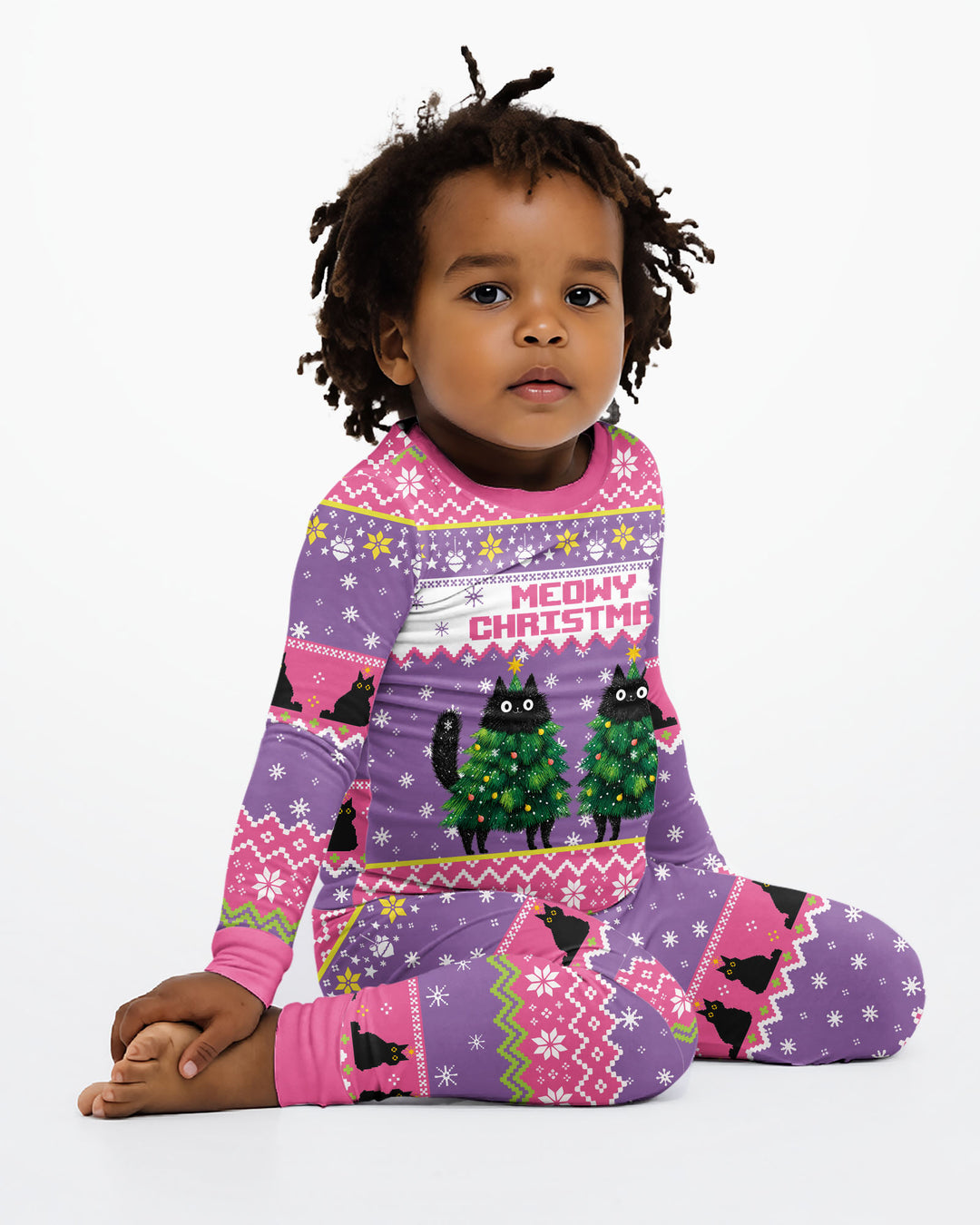 Meowy Christmas Bamboo Two Piece Long Sleeve Pajama Set