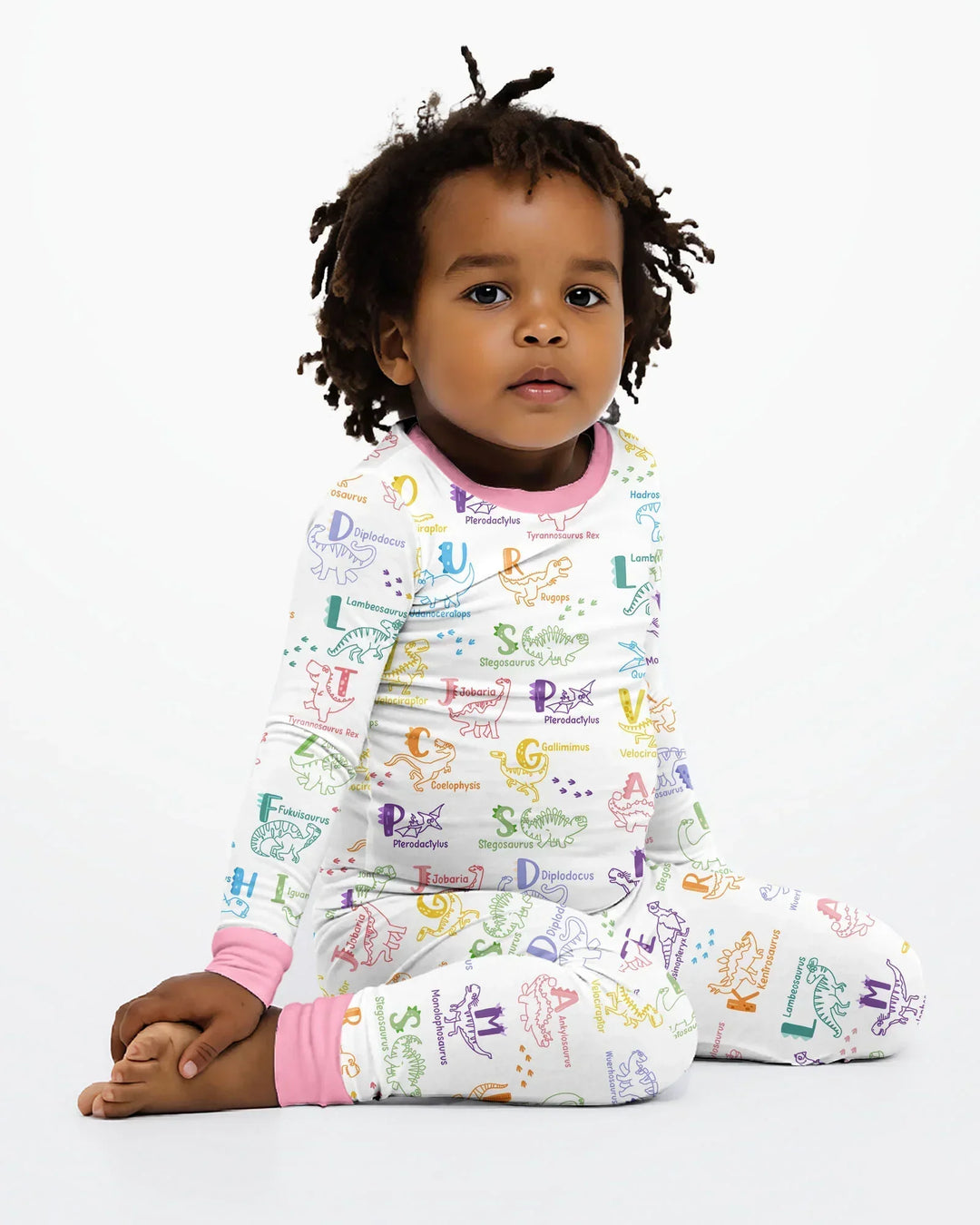 Dino Alphabet ABC Bamboo Two Piece Long Sleeve Pajama Set