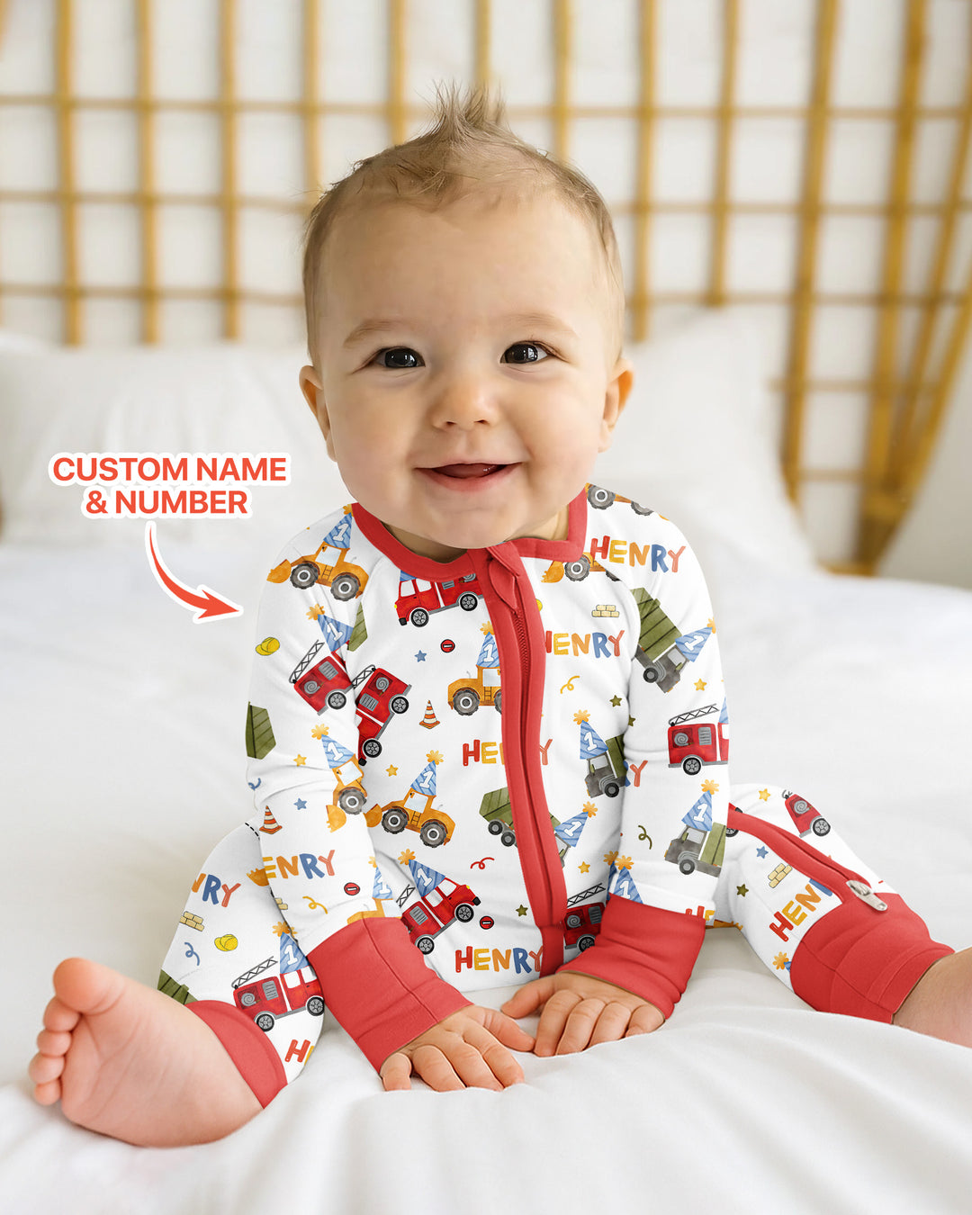 Personalized Birthday Trucks Bamboo Convertible Zippy