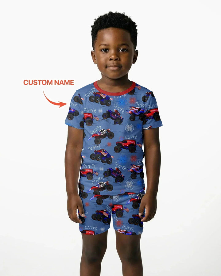 All American Thunder Custom Name Bamboo Two Piece Short Sleeve Shorts Pajama Set