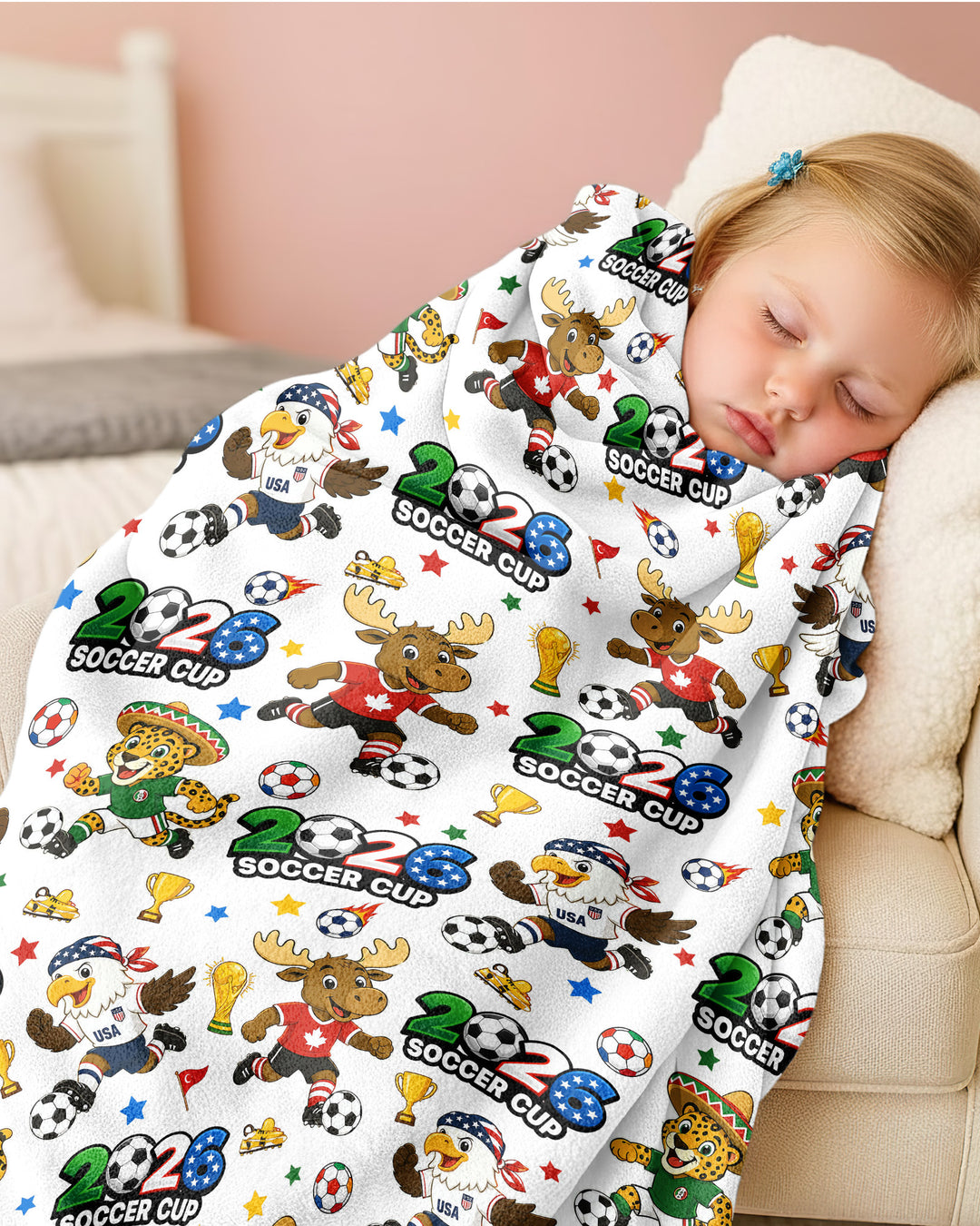 Soccer Cup Cute Mascots Bamboo Blanket
