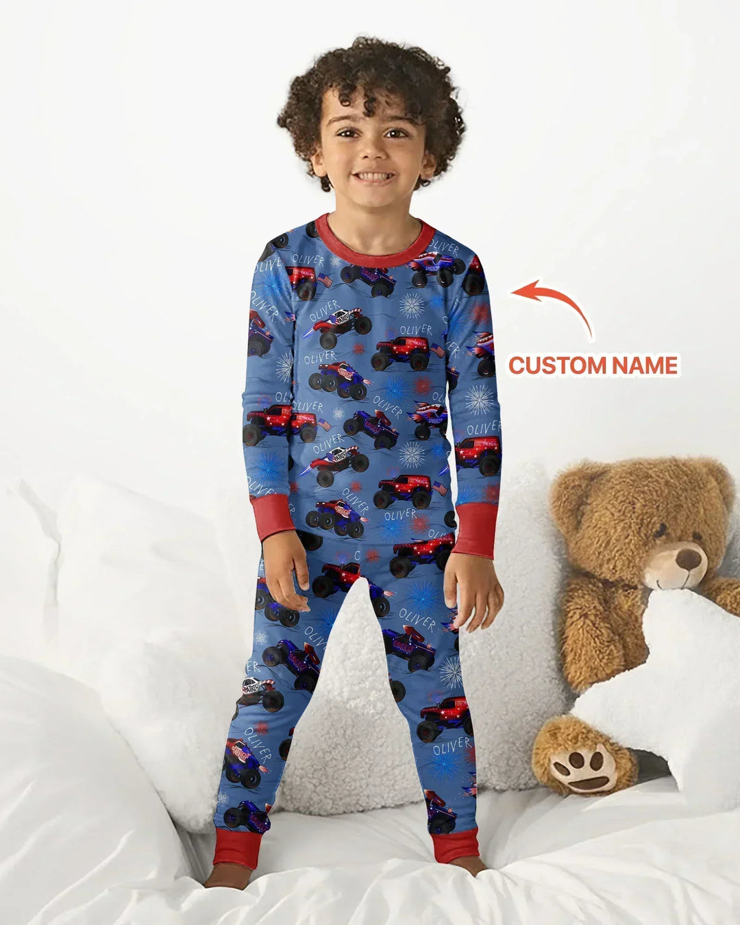 All American Thunder Custom Name Bamboo Two Piece Long Sleeve Pajama Set