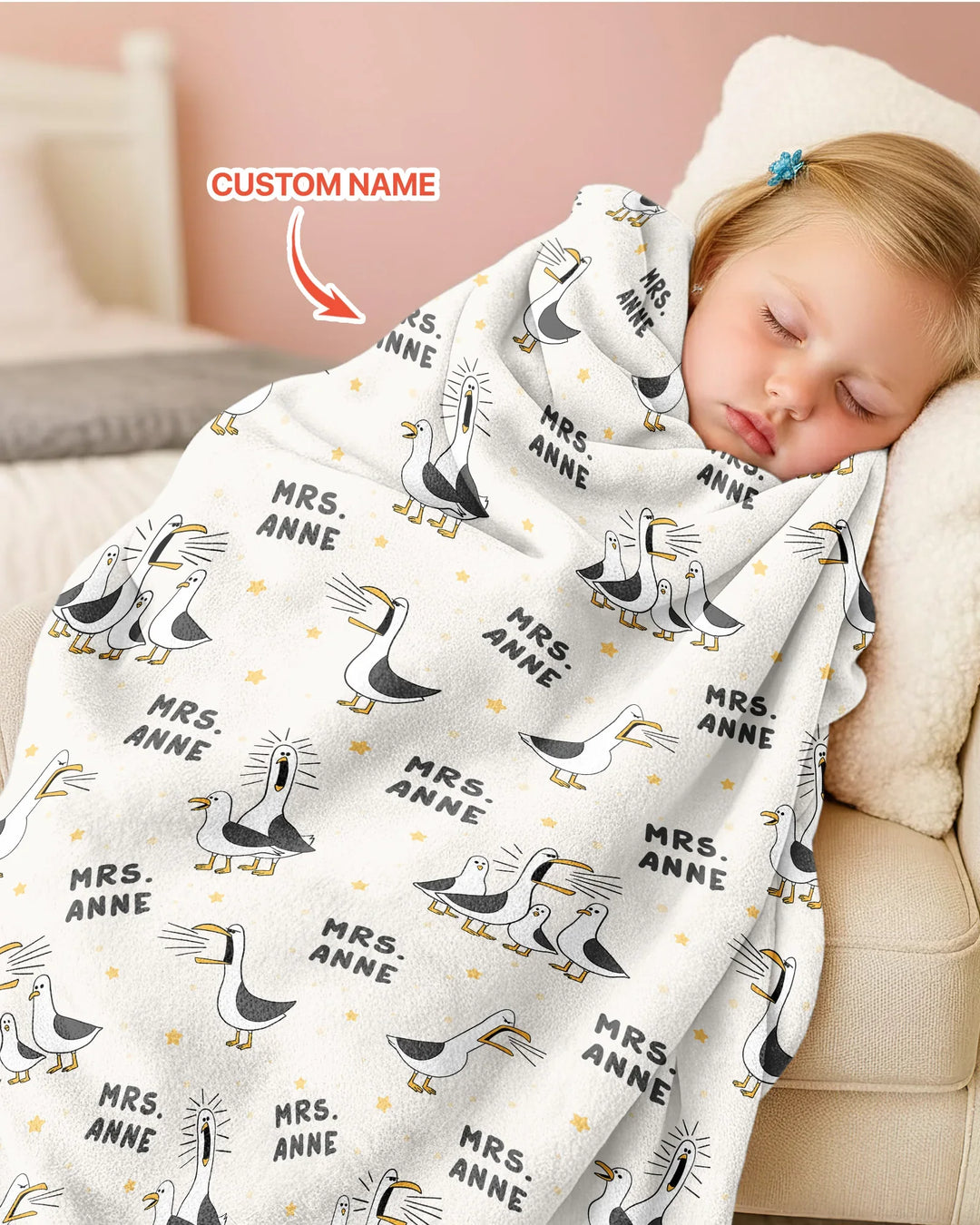 Custom Funny Seagulls Teacher Bamboo Blanket