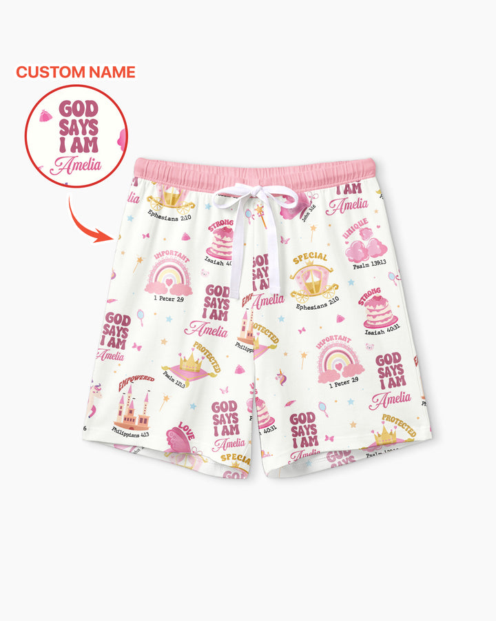 God Says I Am Girl Bamboo Women Short Sleeve Short Pajama Set