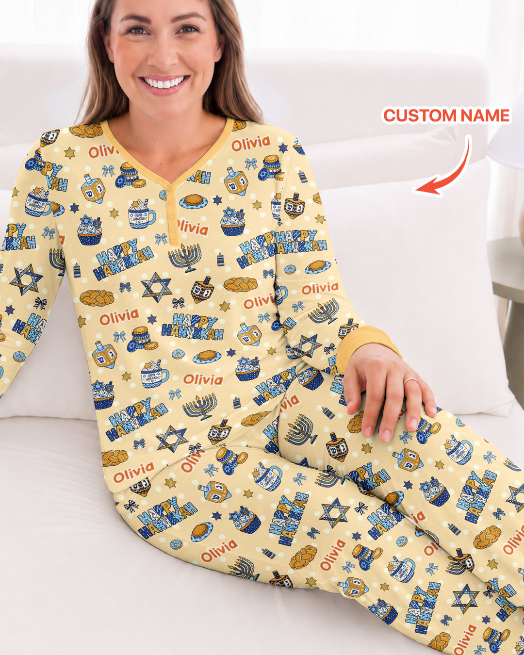 Custom Name Jewish Holiday Bamboo Women Pajama Set