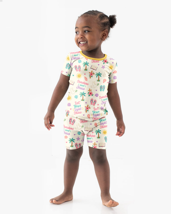 Sunshine and Jesus Summer VBS Bamboo Two Piece Short Sleeve Shorts Pajama Set