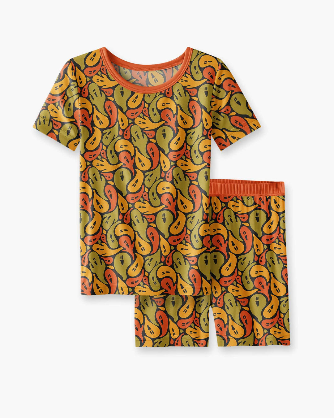 Retro Haunts & Happy Boos Bamboo Two Piece Short Sleeve Shorts Pajama Set