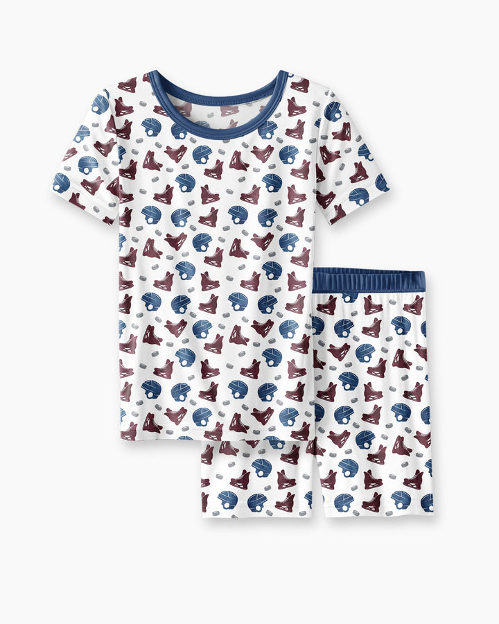 Hockey - Pucks & Gear Bamboo Two Piece Short Sleeve Shorts Pajama Set