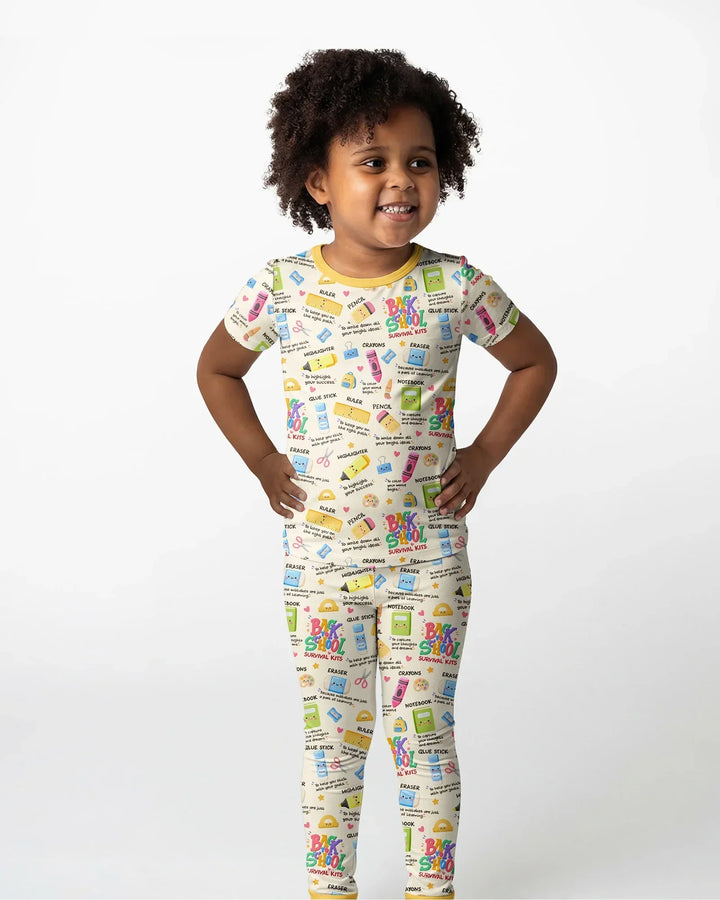 Back To School Survival Kit Bamboo Two Piece Short Sleeve Pajama Set