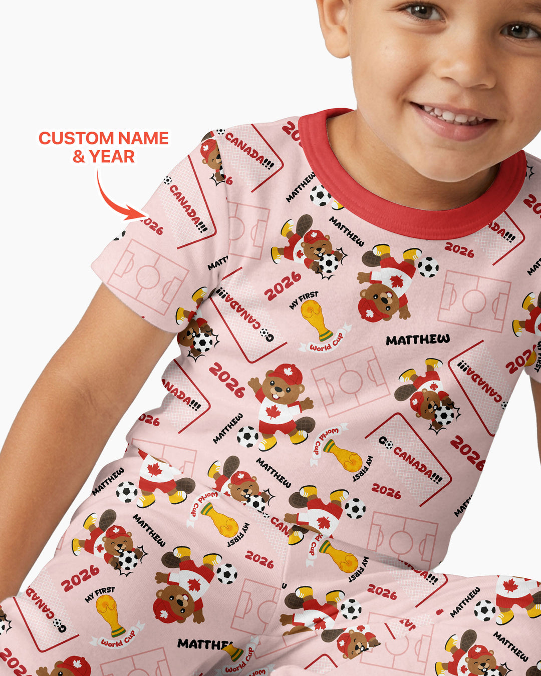 Conjunto de pijama de dos piezas de bambú de manga corta, plantilla personalizada