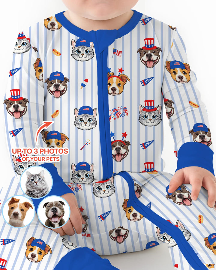 Custom Pet Image 4th of July Family Matching Bamboo Convertible Zippy