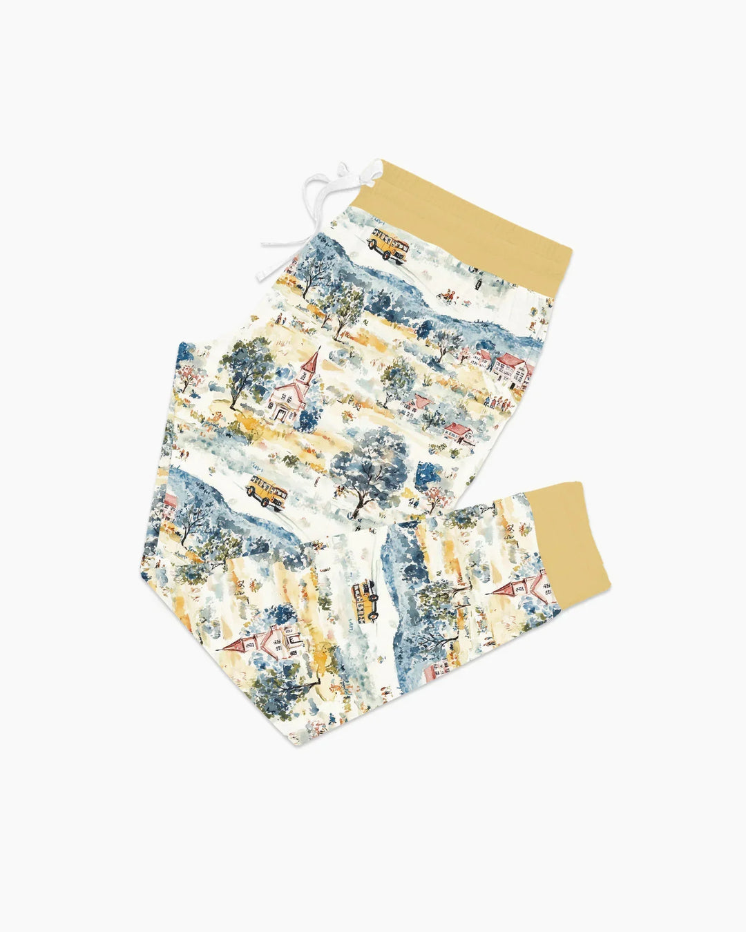 Whimsical Watercolor School Village Bamboo Women Pajama Set