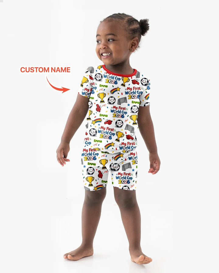 Pijama de bambú de dos piezas de manga corta con pantalón corto, plantilla personalizada