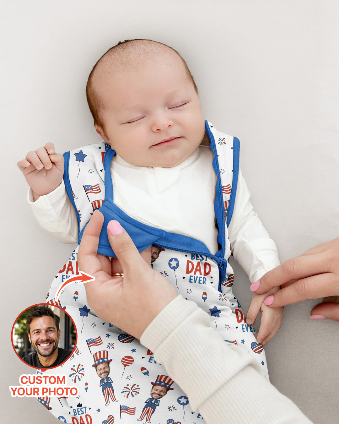 Custom Photo Best Patriotic Family Ever Bamboo Sleep Bag