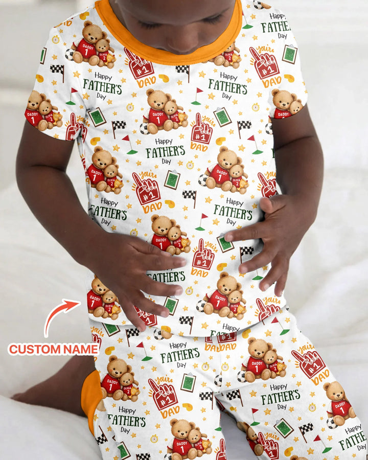 You're #1 Dad Daddy & Me Matching Bamboo Two Piece Short Sleeve Pajama Set