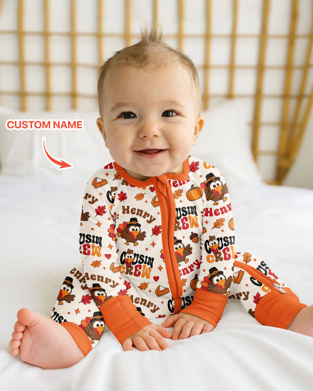 Personalized Cousin Crew Thanksgiving Bamboo Convertible Zippy