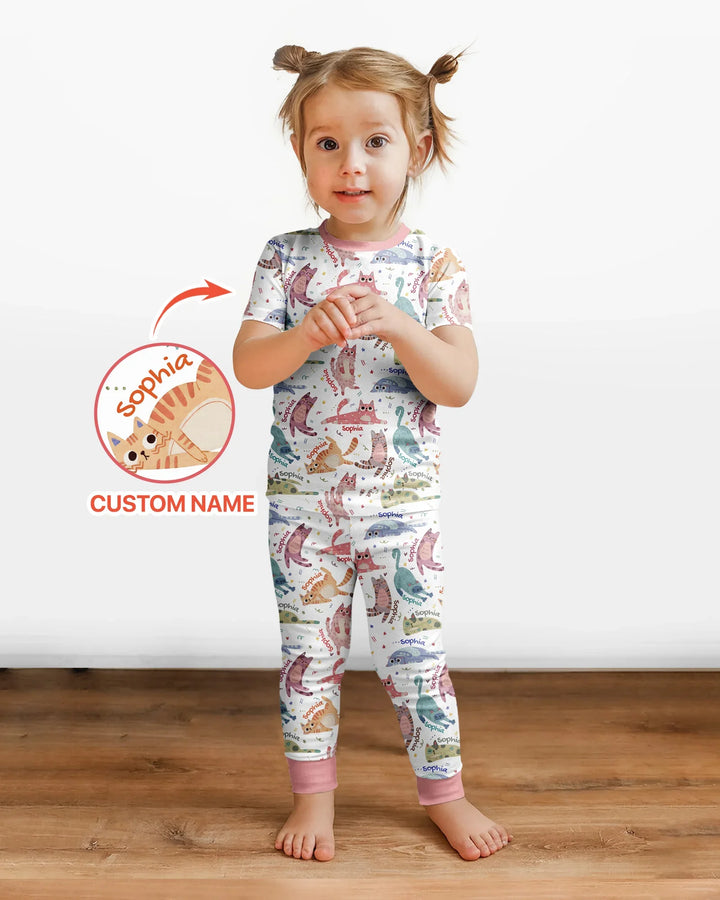 Conjunto de pijama de dos piezas de bambú de manga corta, plantilla personalizada