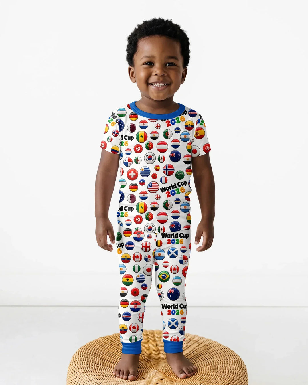 Soccer Cup All Country Balls Bamboo Two Piece Short Sleeve Pajama Set