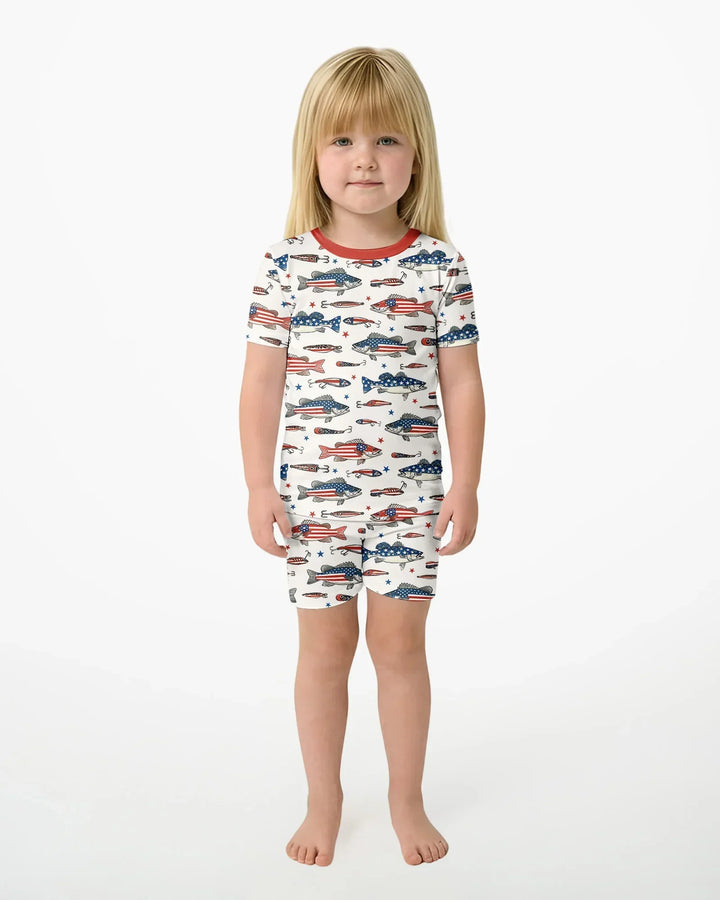 Conjunto de Pijama de Dos Piezas de Bambú con Mangas Cortas y Pantalones Cortos