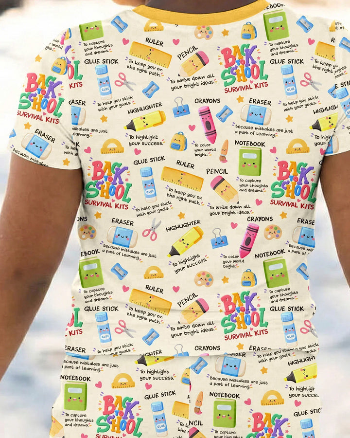 Back To School Survival Kit Bamboo Two Piece Short Sleeve Pajama Set
