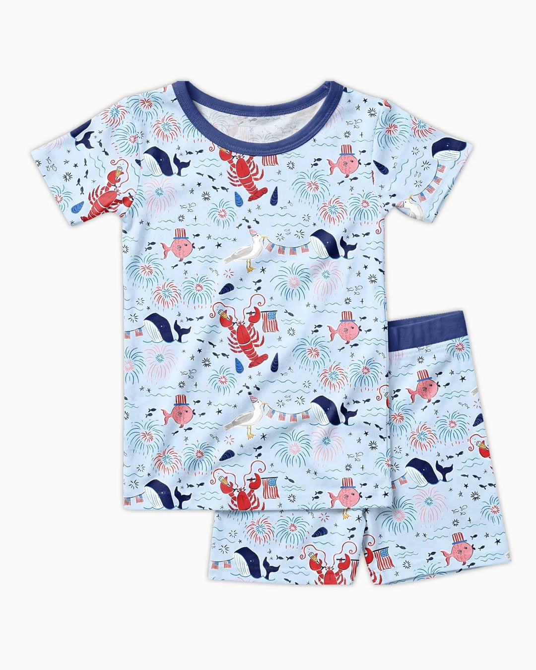 250 Summers Strong Matching Family Bamboo Two Piece Short Sleeve Shorts Pajama Set