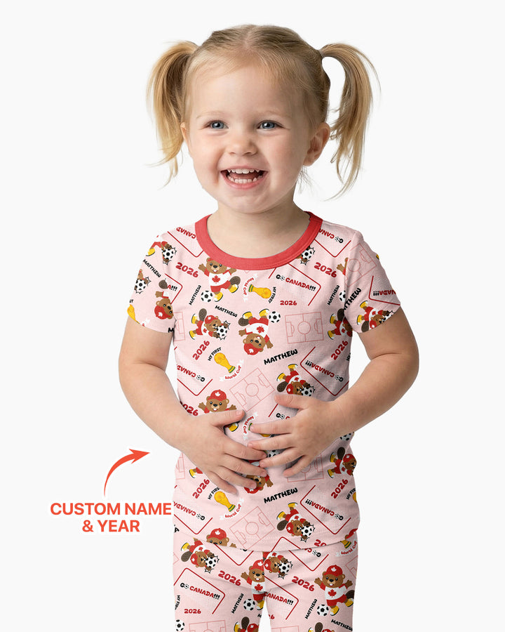 Conjunto de pijama de dos piezas de bambú de manga corta, plantilla personalizada