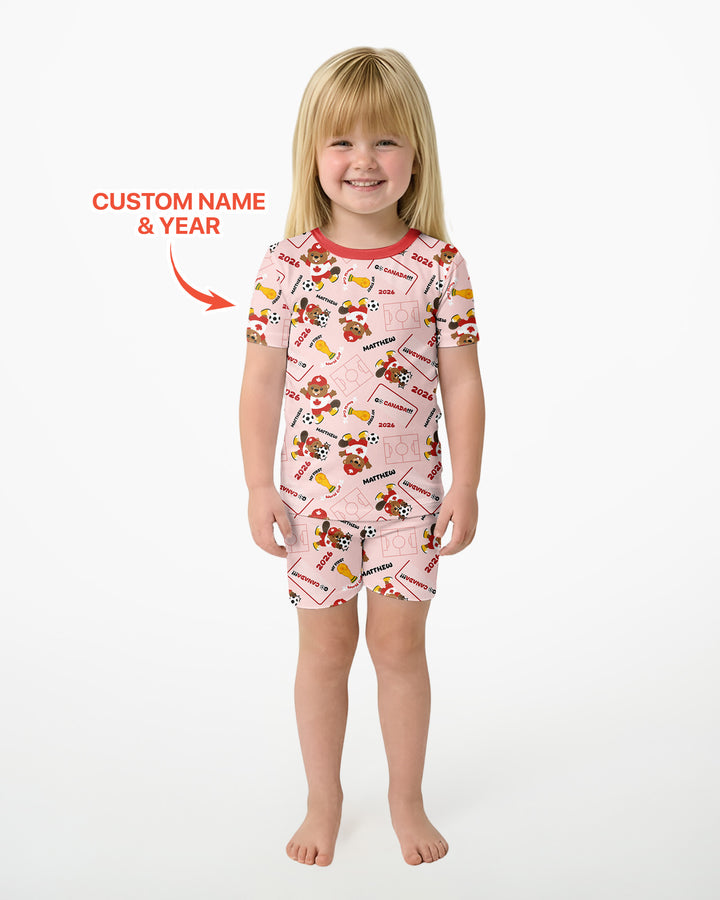 Pijama de bambú de dos piezas de manga corta con pantalón corto, plantilla personalizada