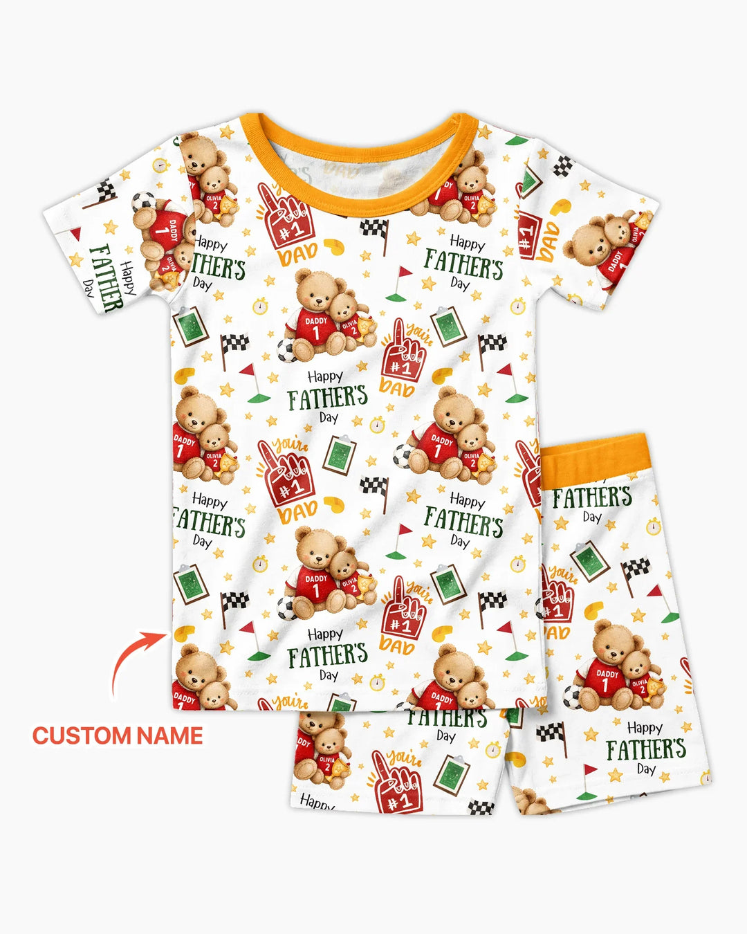 You're #1 Dad Daddy & Me Matching Bamboo Two Piece Short Sleeve Shorts Pajama Set