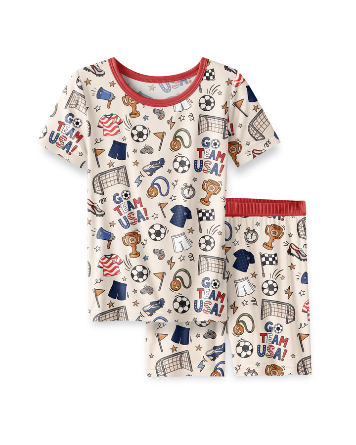Soccer Go Team USA Bamboo Two Piece Short Sleeve Shorts Pajama Set