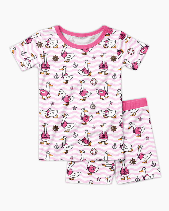 Silly Goose Sailor Bamboo Two Piece Short Sleeve Shorts Pajama Set