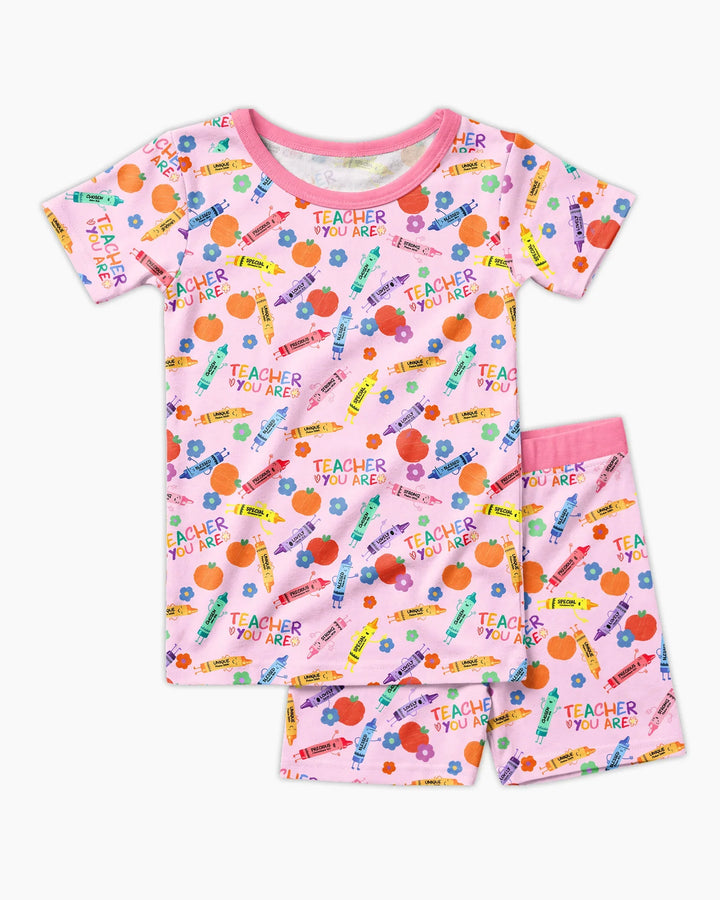 Teacher You Are Special Bamboo Two Piece Short Sleeve Shorts Pajama Set
