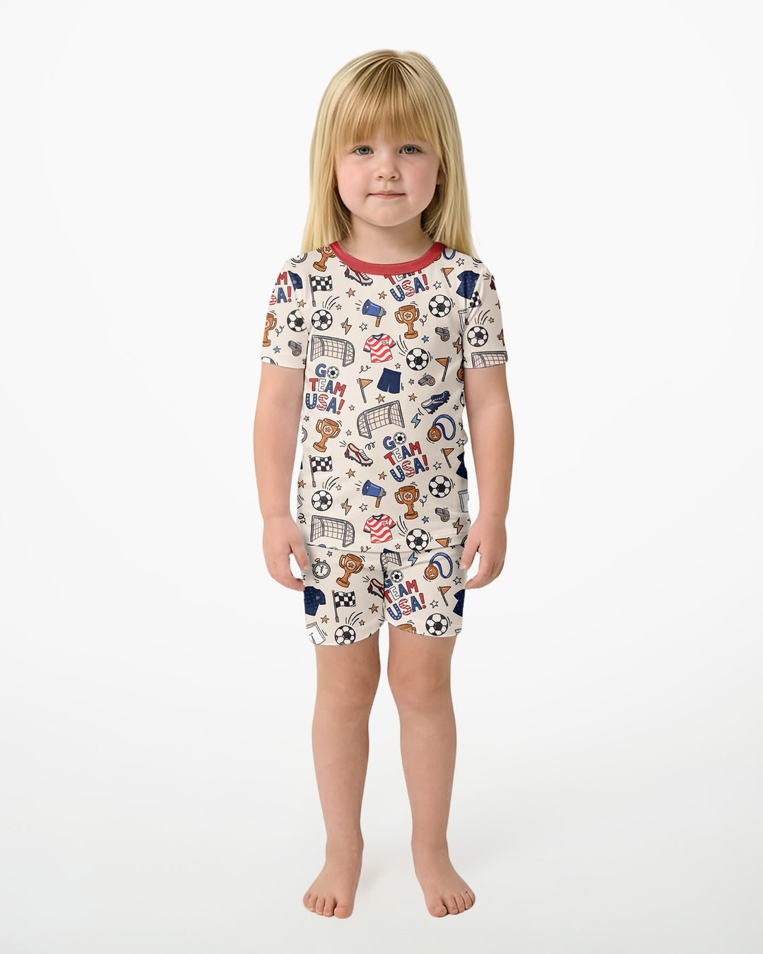 Soccer Go Team USA Bamboo Two Piece Short Sleeve Shorts Pajama Set
