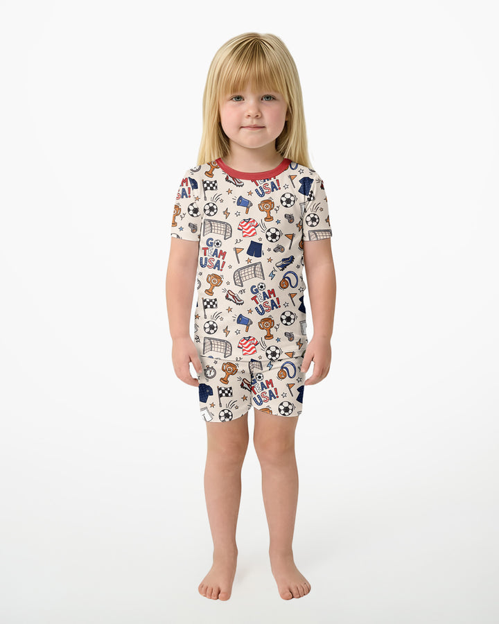 Soccer Go Team USA Bamboo Two Piece Short Sleeve Shorts Pajama Set