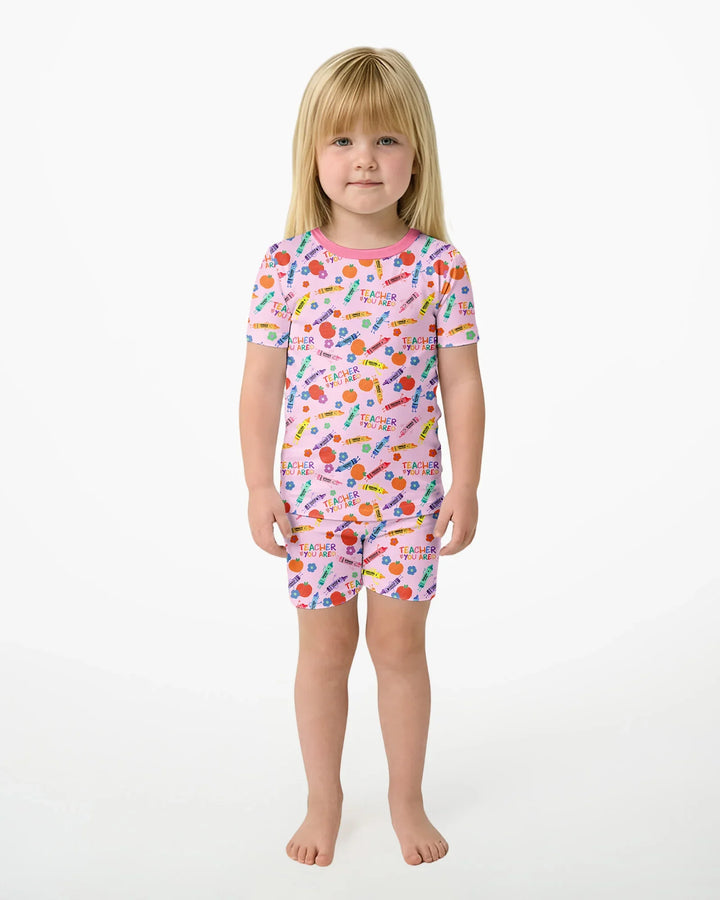 Teacher You Are Special Bamboo Two Piece Short Sleeve Shorts Pajama Set