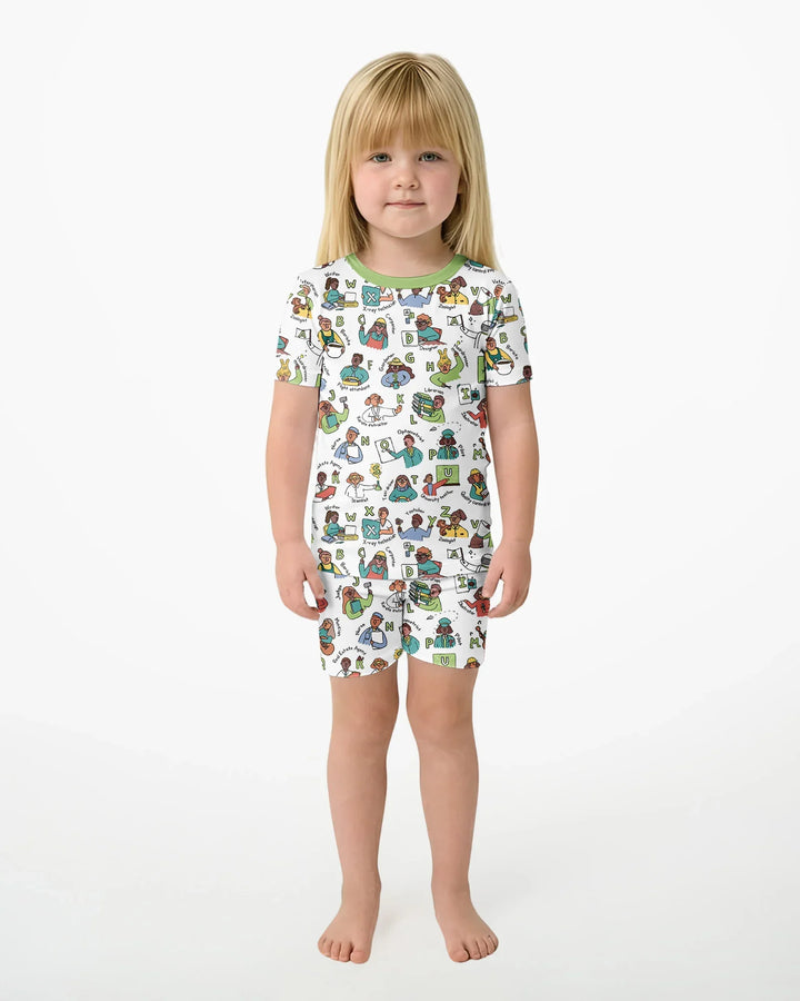 Conjunto de Pijama de Dos Piezas de Bambú con Mangas Cortas y Pantalones Cortos