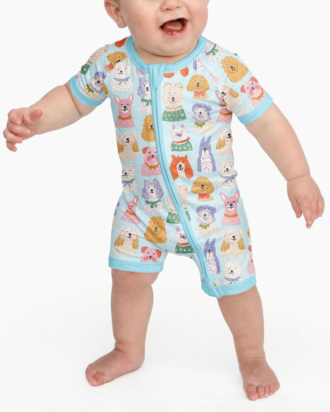 Whimsical Puppy Parade Family Matching Bamboo Shorty Zippy