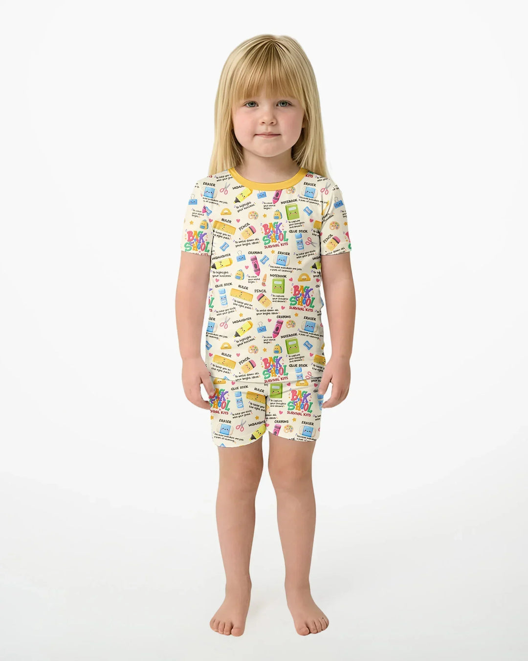 Back To School Survival Kit Bamboo Two Piece Short Sleeve Shorts Pajama Set