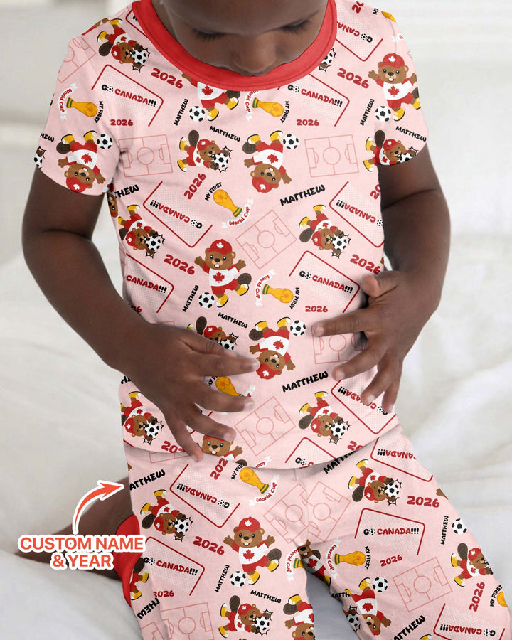 Conjunto de pijama de dos piezas de bambú de manga corta, plantilla personalizada