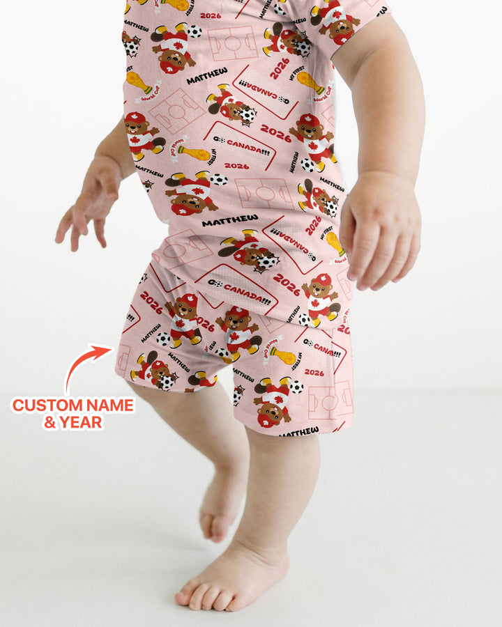 Pijama de bambú de dos piezas de manga corta con pantalón corto, plantilla personalizada